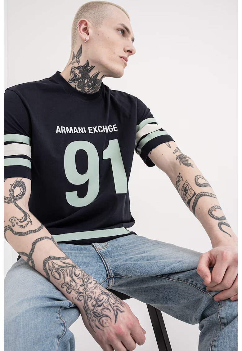 ARMANI EXCHANGE Памучна риза с райе и класическа яка