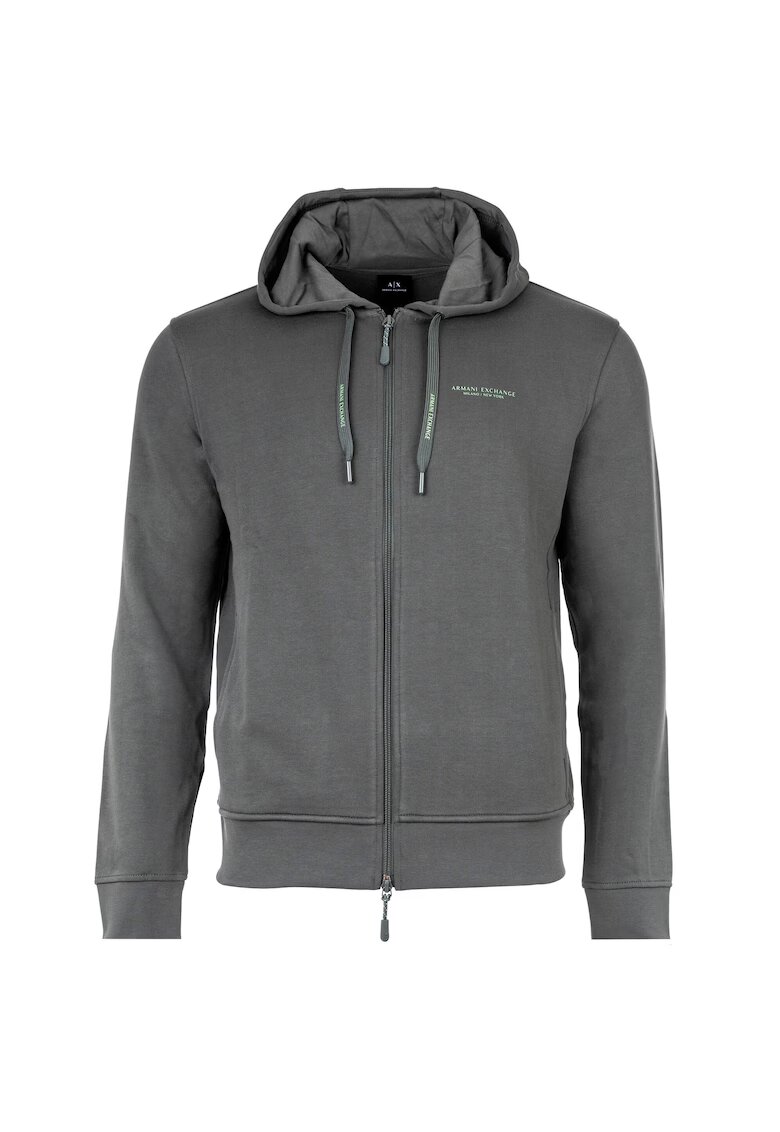 ARMANI EXCHANGE Памучно худи с цип - Сив
