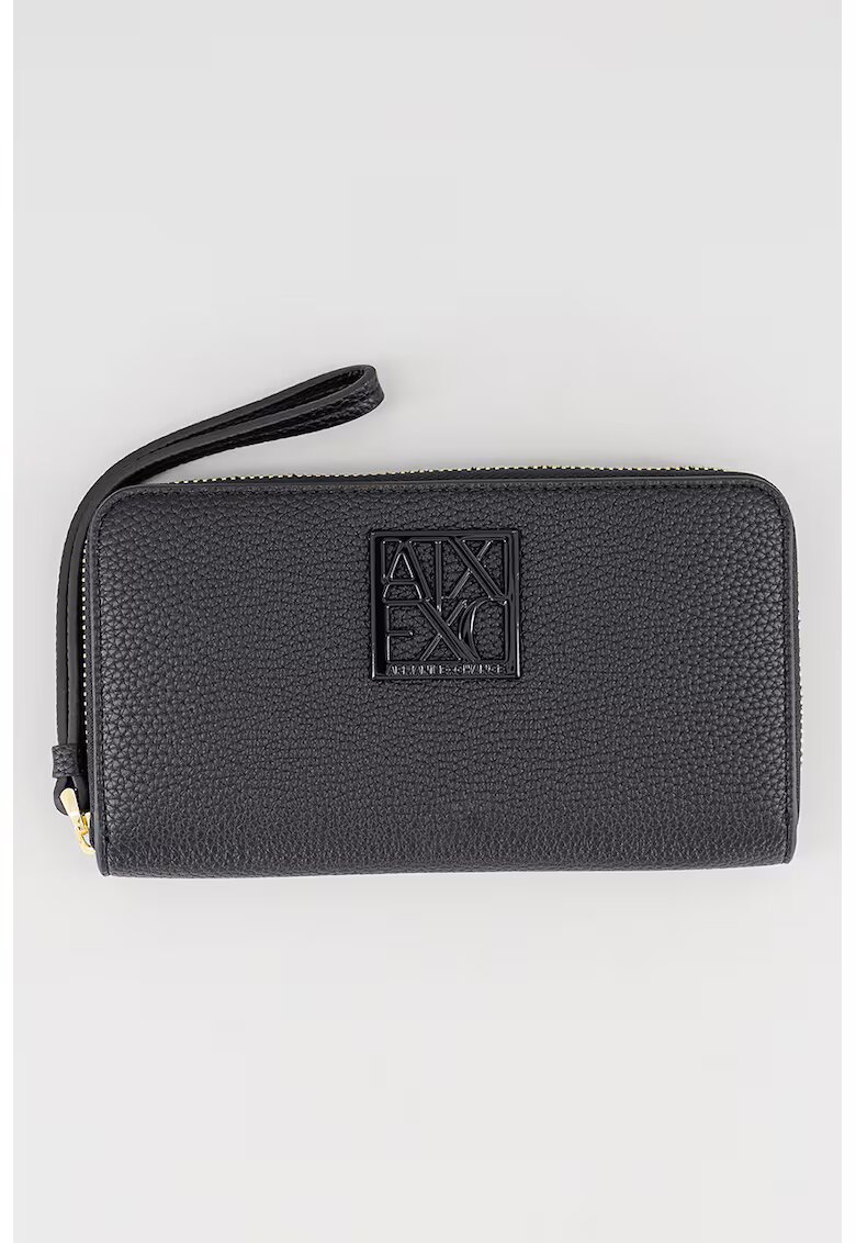 ARMANI EXCHANGE Портфейл с цип и лого - Черен