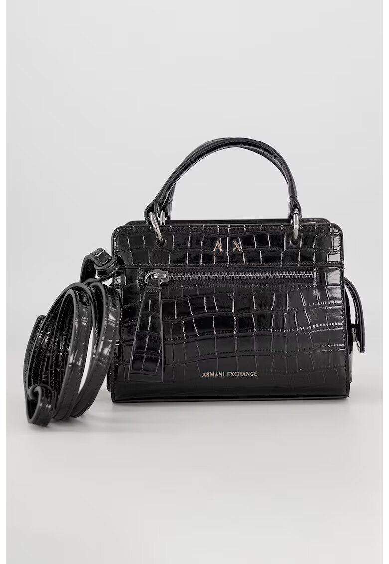 ARMANI EXCHANGE Ръчна чанта от еко кожа с отделяща се презрамка - Черен