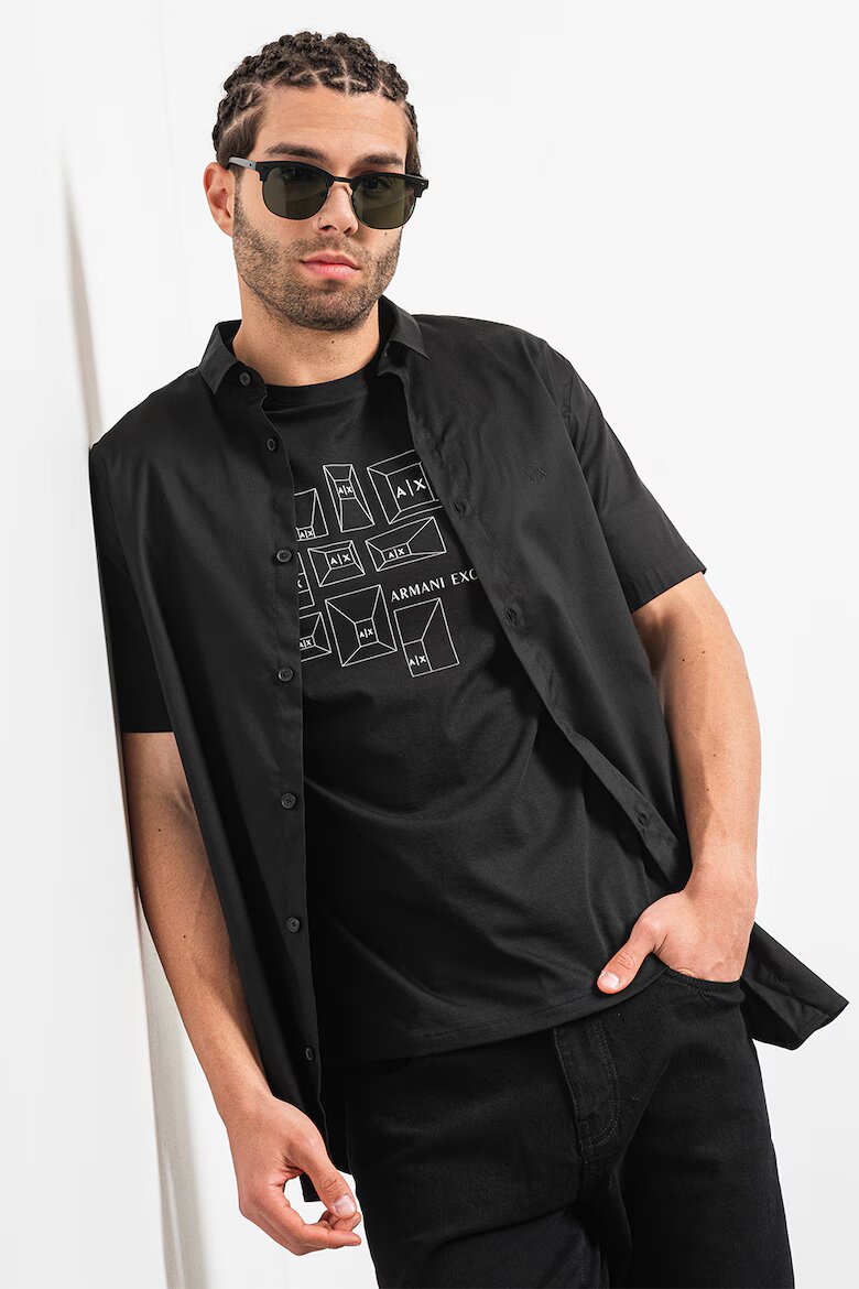 ARMANI EXCHANGE Риза с къси ръкави Черен