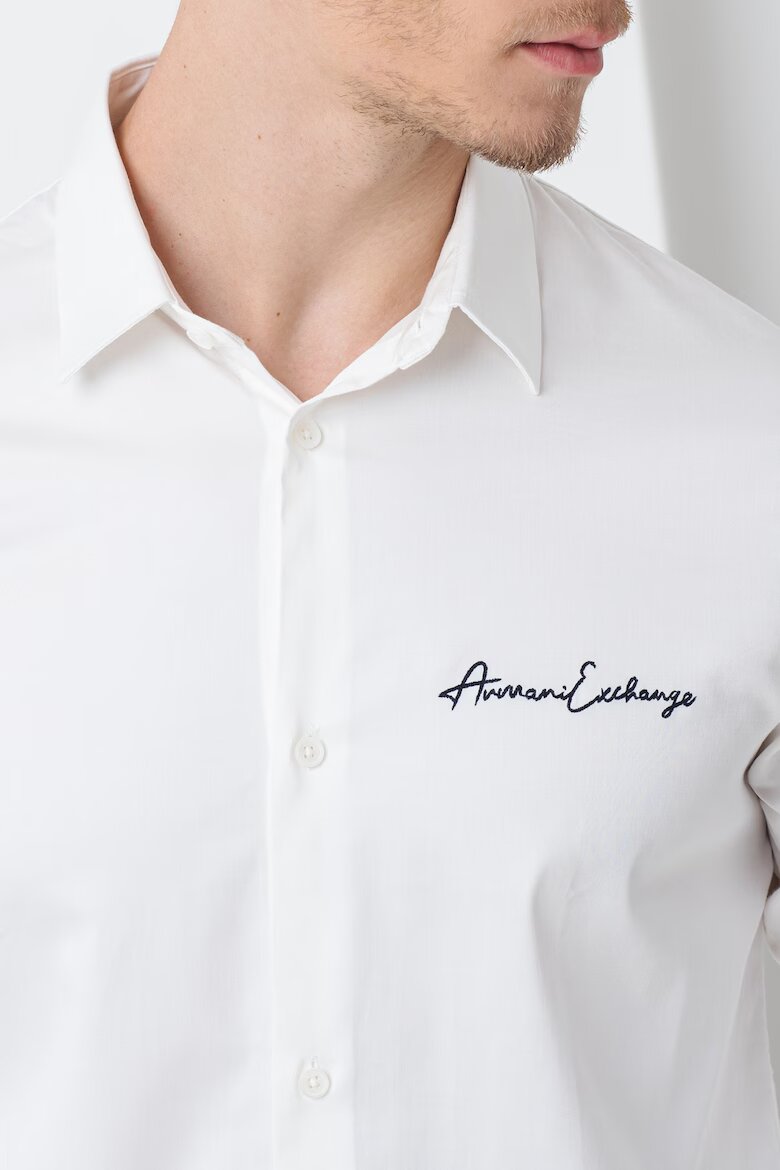 ARMANI EXCHANGE Риза със стандартна кройка и бродирано лого Бял