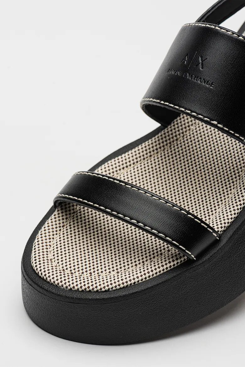 ARMANI EXCHANGE Сандали с равна платформа Черен