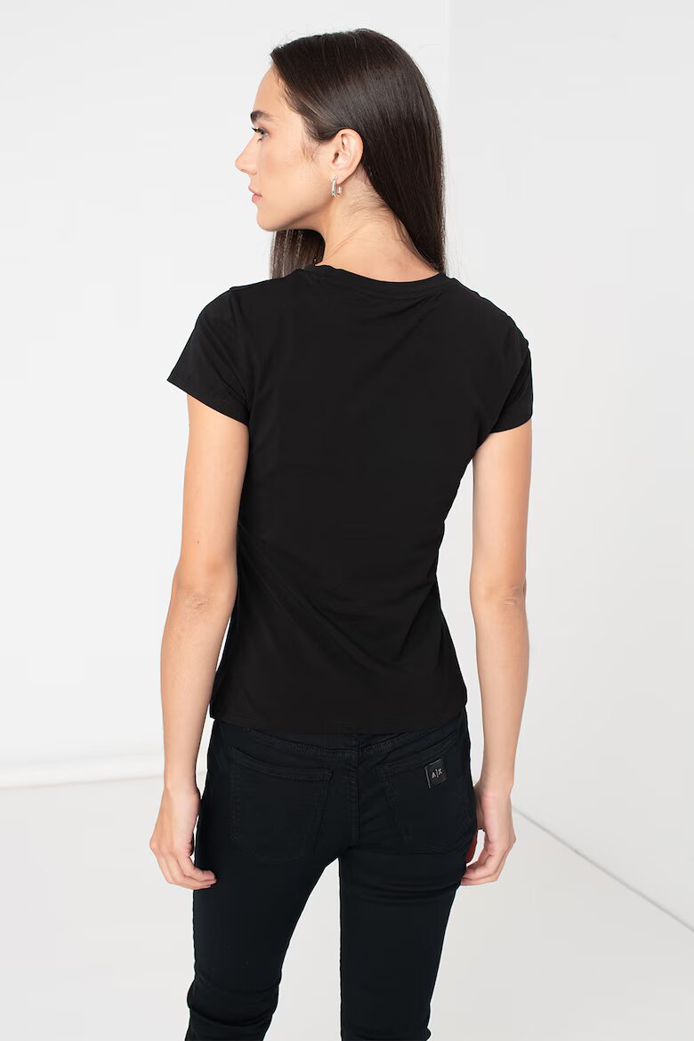 ARMANI EXCHANGE Слим тениска с декоративни камъни Бял/Черен