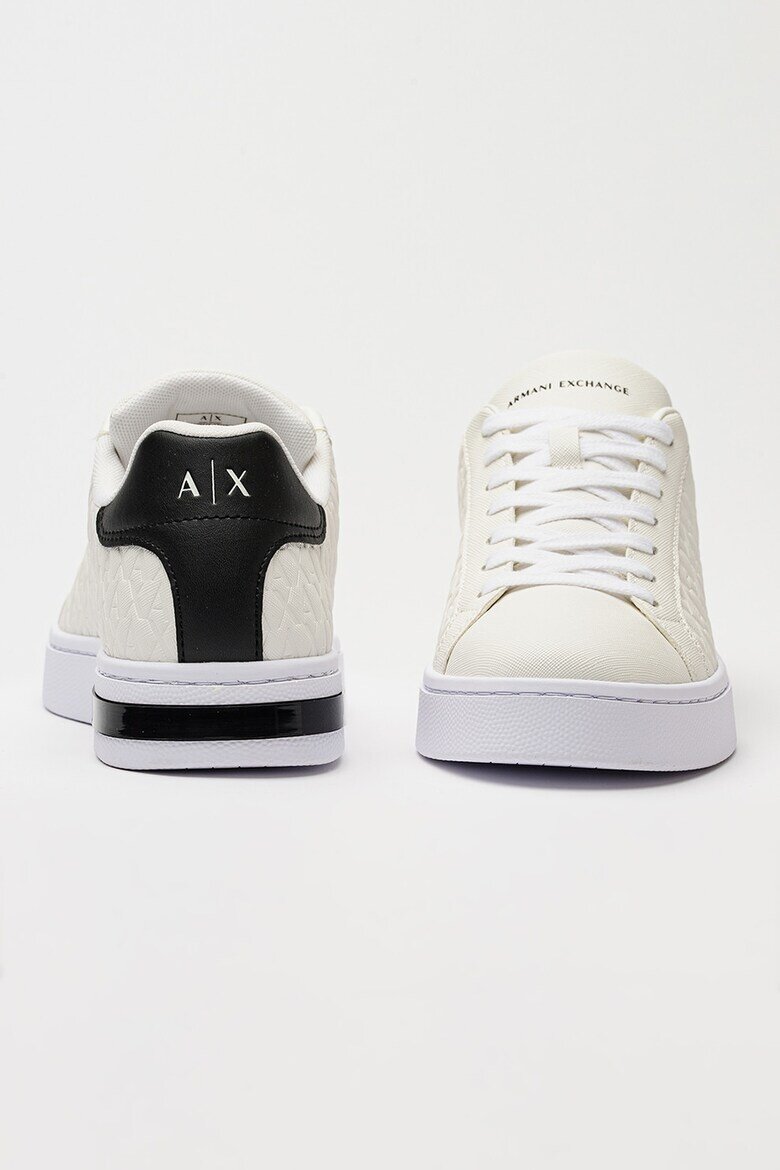 ARMANI EXCHANGE Спортни обувки от еко кожа с монограм Черен/Бял