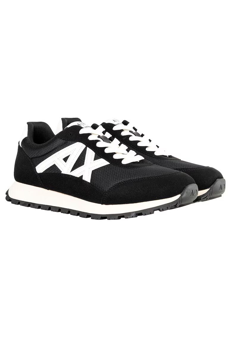 ARMANI EXCHANGE Спортни обувки от синтетика с мрежеста материя и лого - Бял/Черен