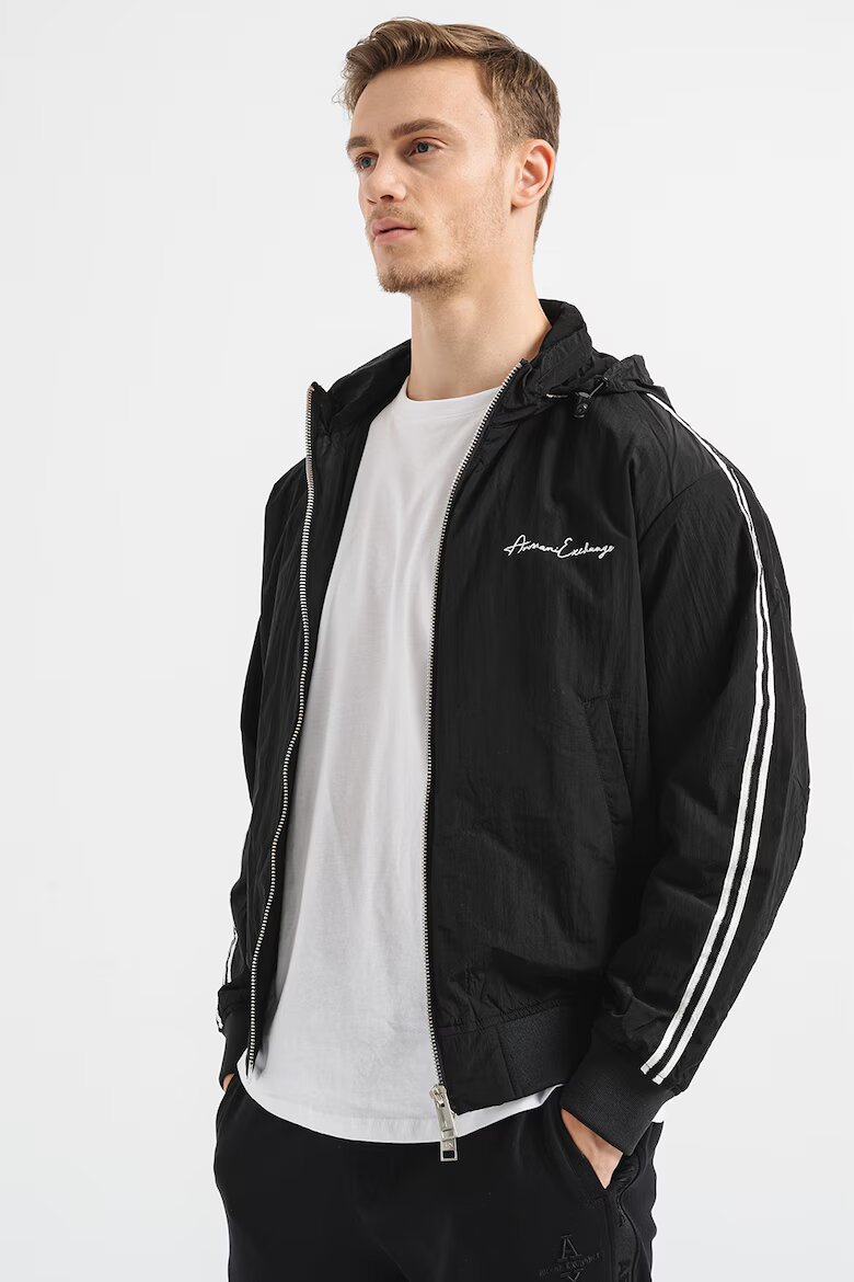 ARMANI EXCHANGE Стандартно яке с лого Черен/Бял