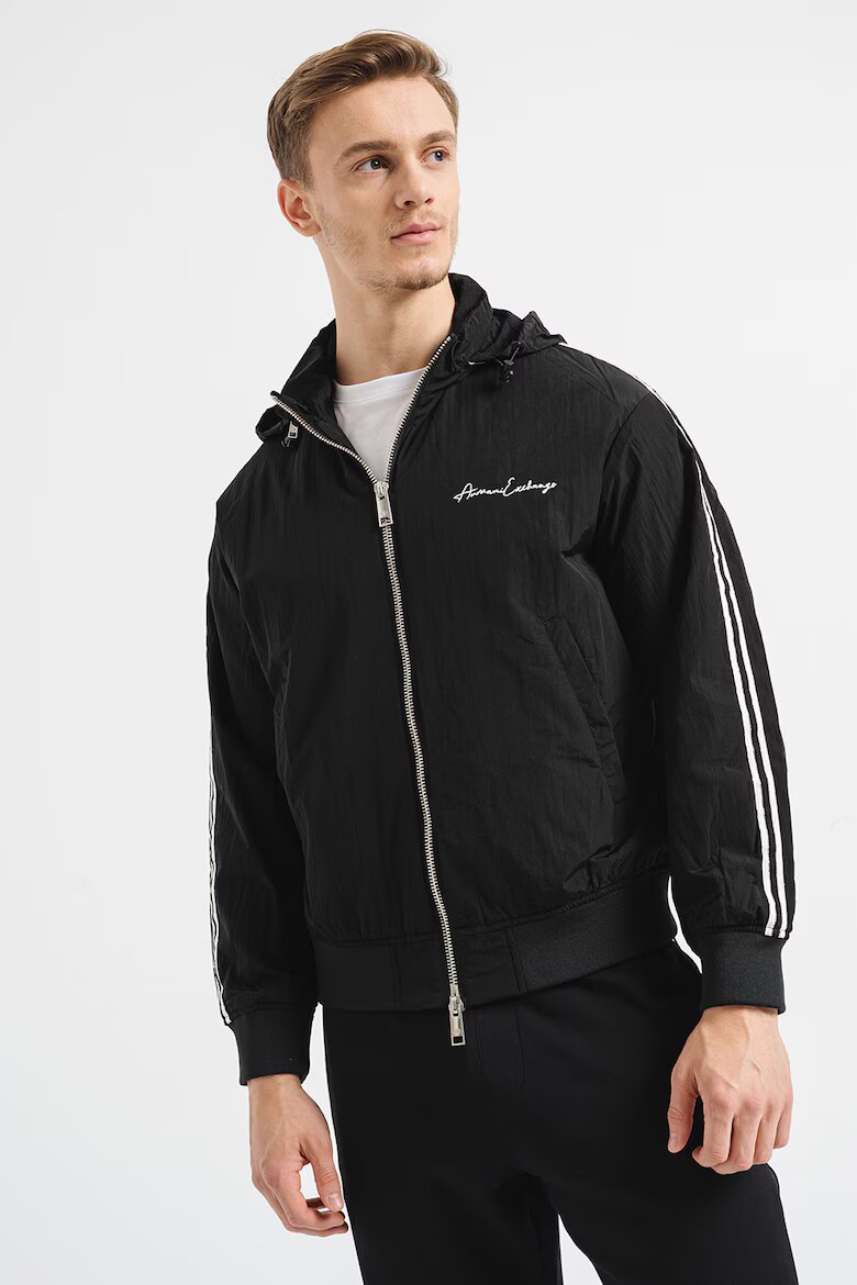 ARMANI EXCHANGE Стандартно яке с лого Черен/Бял