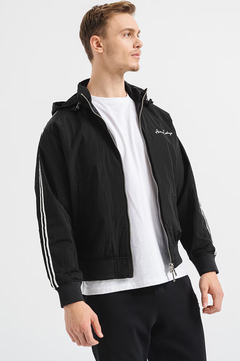 ARMANI EXCHANGE Стандартно яке с лого Черен/Бял