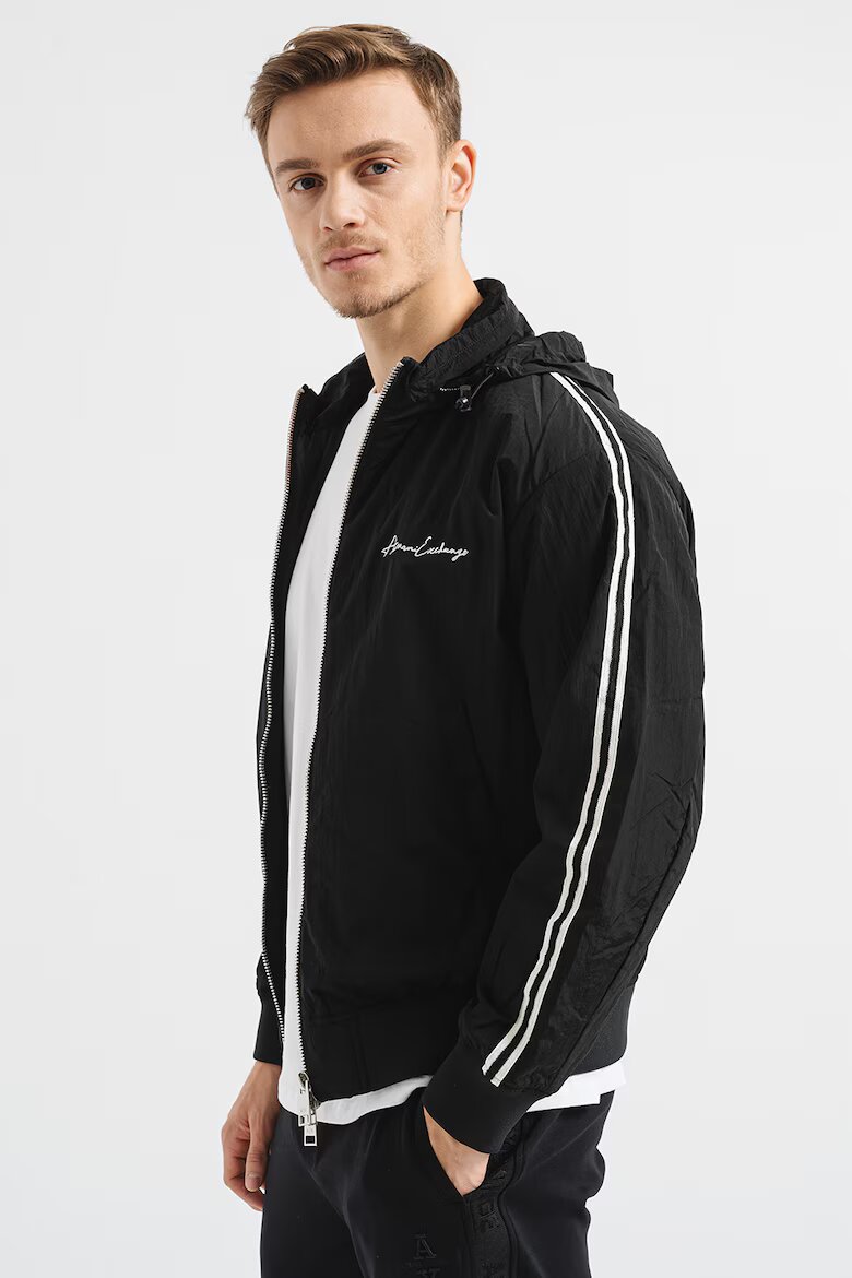 ARMANI EXCHANGE Стандартно яке с лого Черен/Бял