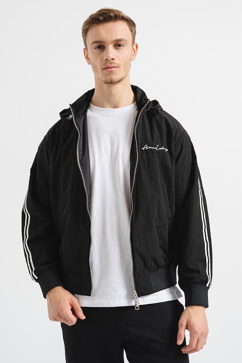 ARMANI EXCHANGE Стандартно яке с лого Черен/Бял