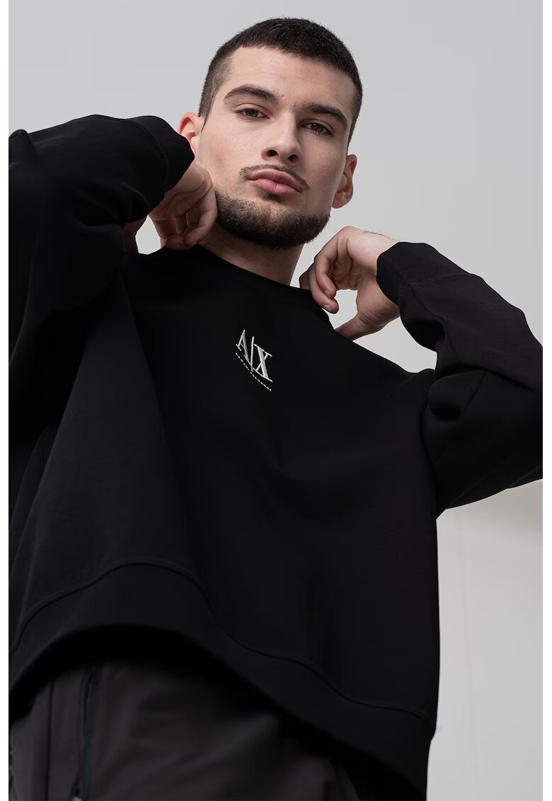 ARMANI EXCHANGE Тениска с лого - Светло кафяво/Мръснобял