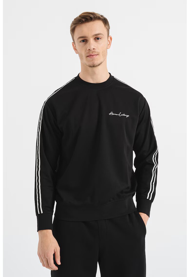 ARMANI EXCHANGE Суитшърт с овално деколте и паднали ръкави - Бял/Тъмносин