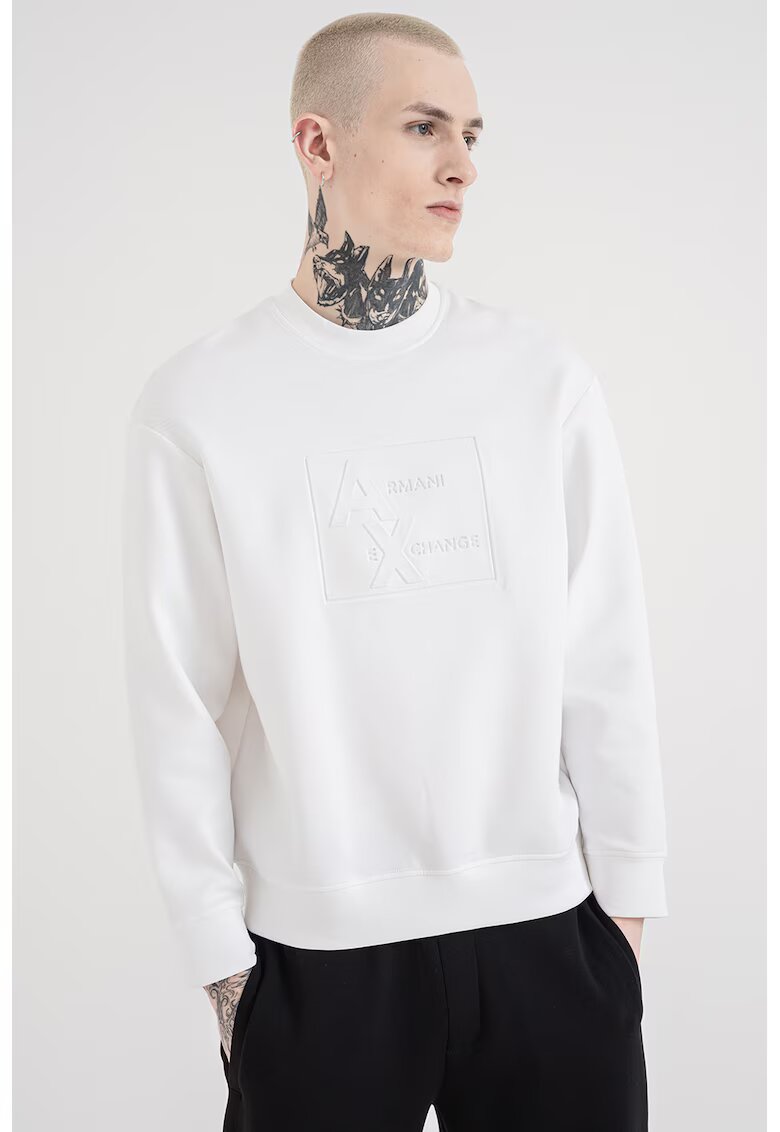 ARMANI EXCHANGE Суитшърт с памук с лого - Бял