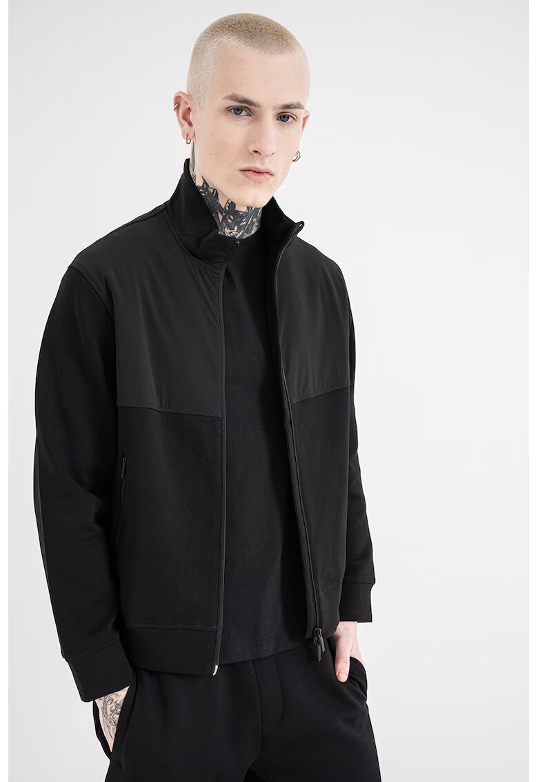ARMANI EXCHANGE Суитшърт с цип и средновисока яка - Черен