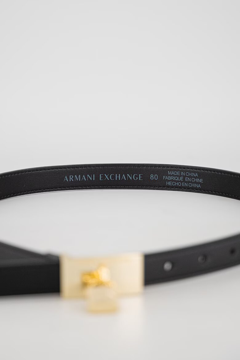 ARMANI EXCHANGE Тънък колан от еко окжа с аксесоар-катинарче Черен