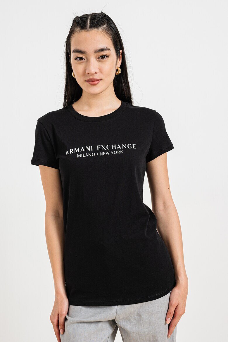 ARMANI EXCHANGE Тениска с лого - Черен