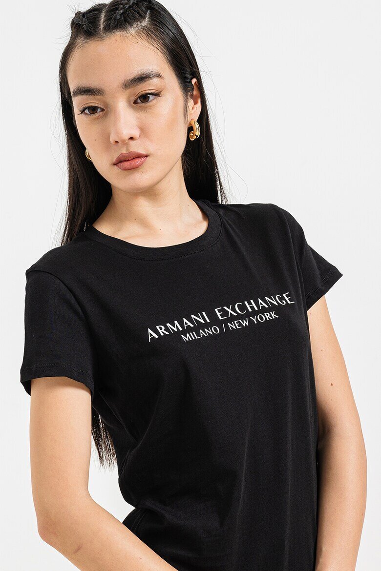 ARMANI EXCHANGE Тениска с лого - Черен