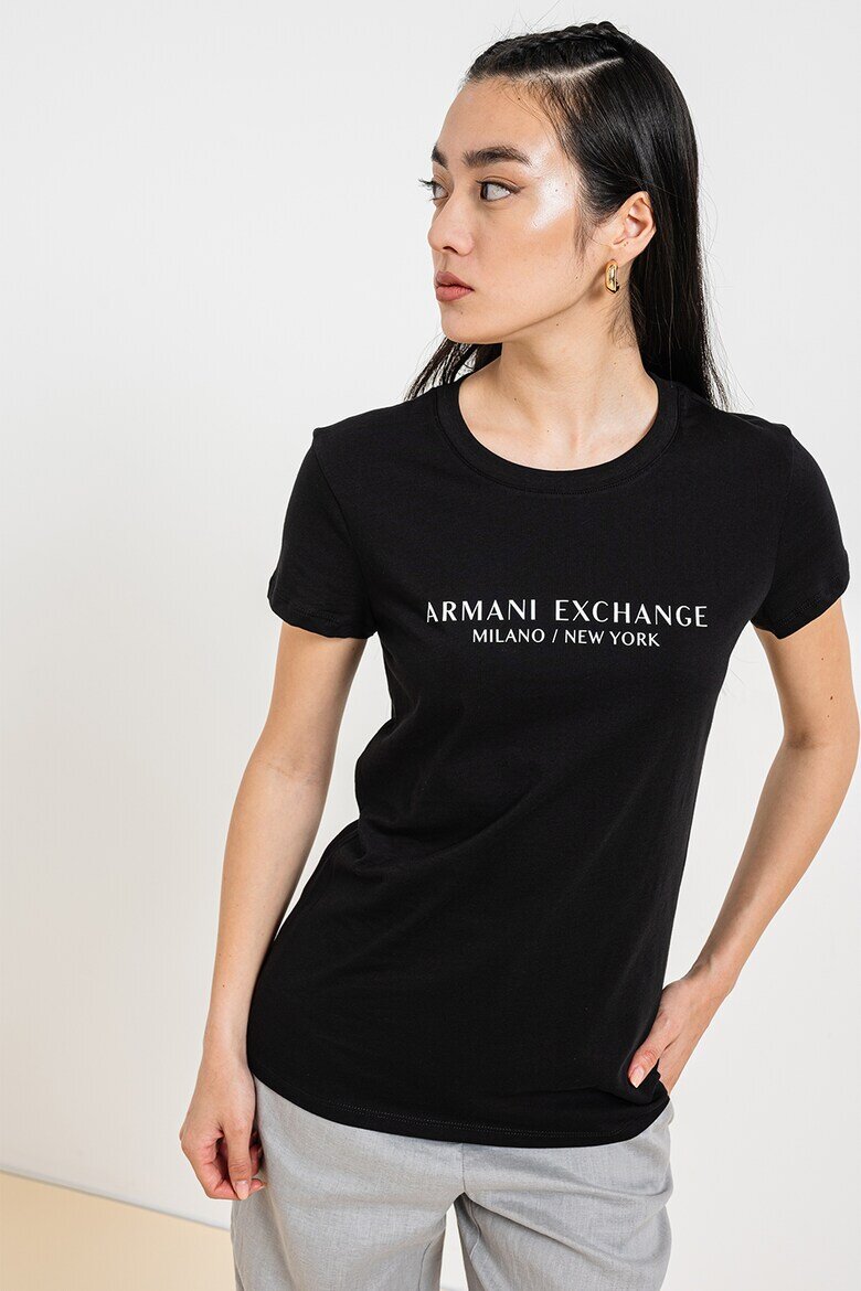 ARMANI EXCHANGE Тениска с лого - Черен