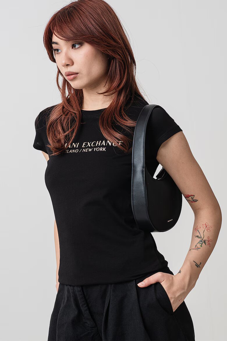 ARMANI EXCHANGE Тениска с лого Златист/Черен