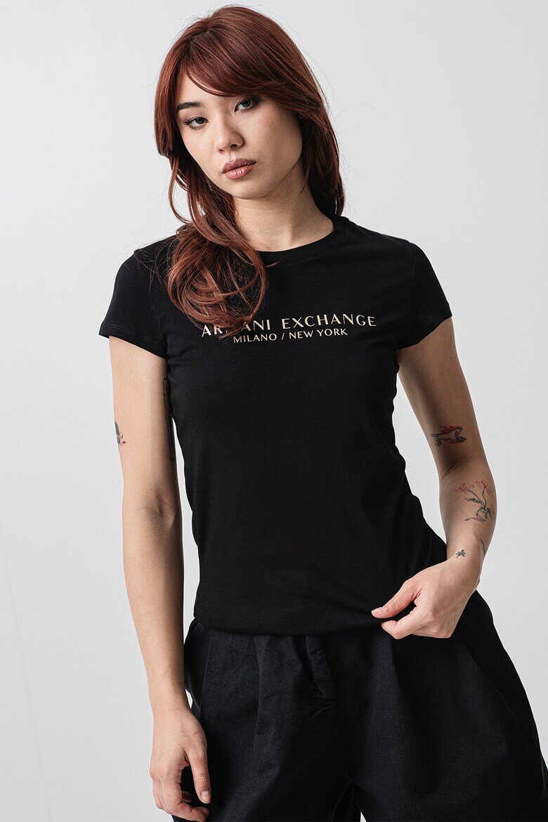 ARMANI EXCHANGE Тениска с лого Златист/Черен