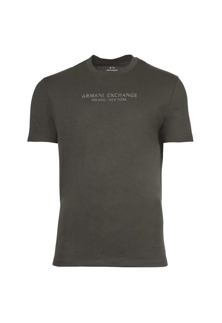 ARMANI EXCHANGE Тениска с овално деколте и лого - Антрацитно сиво