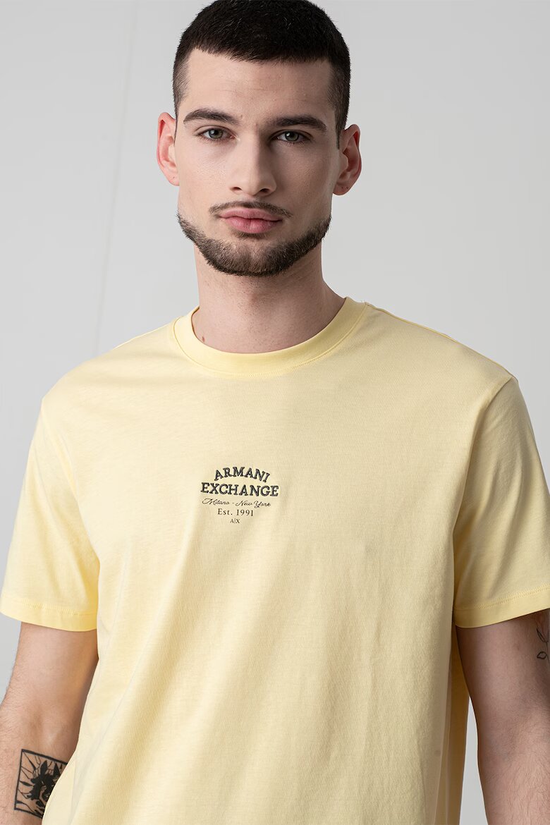 ARMANI EXCHANGE Тениска с овално деколте и лого Светло жълто
