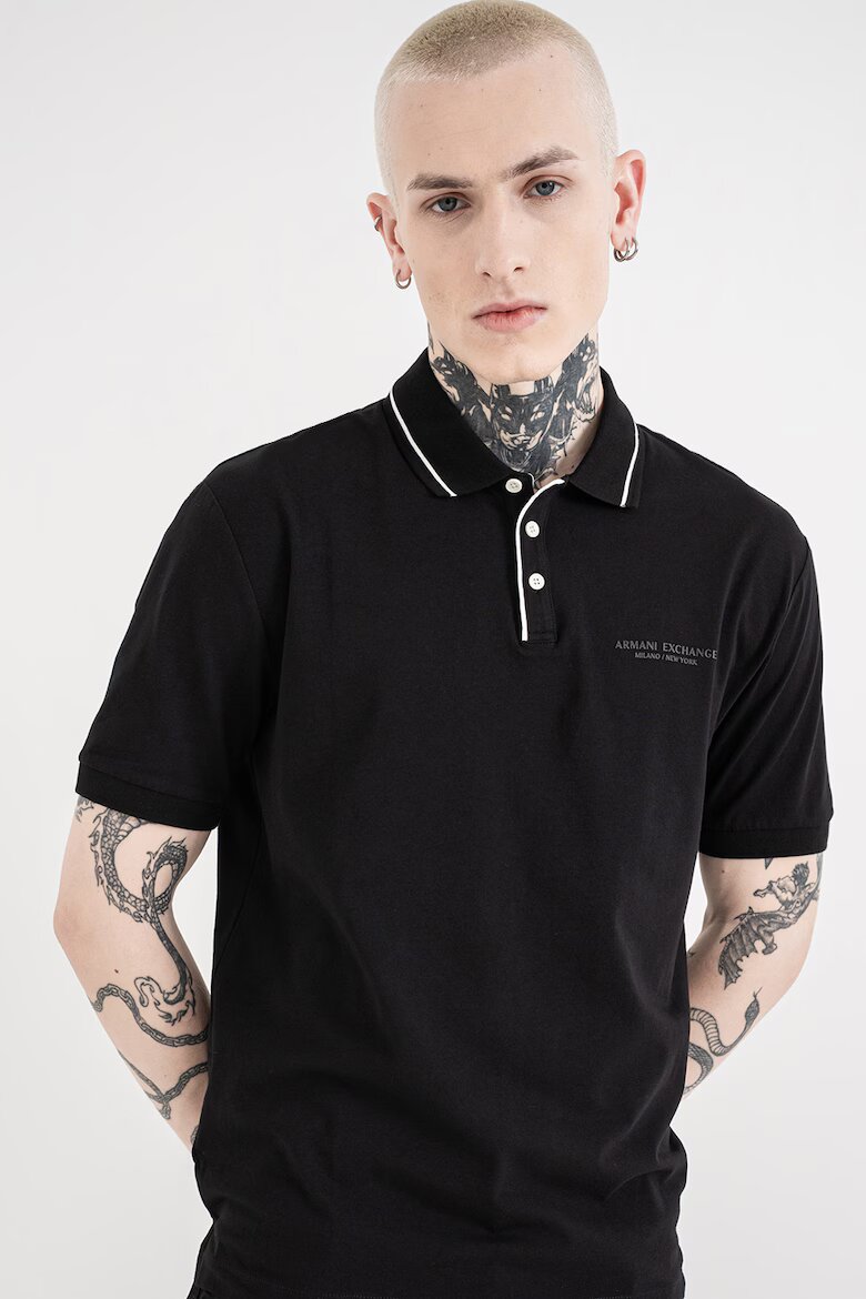ARMANI EXCHANGE Тениска с яка Черен