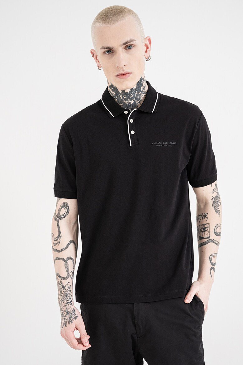 ARMANI EXCHANGE Тениска с яка Черен