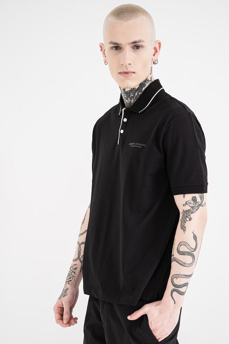 ARMANI EXCHANGE Тениска с яка Черен