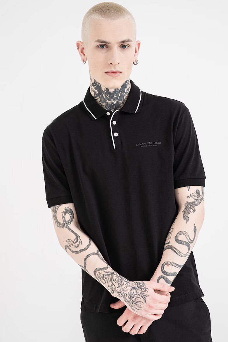 ARMANI EXCHANGE Тениска с яка Черен
