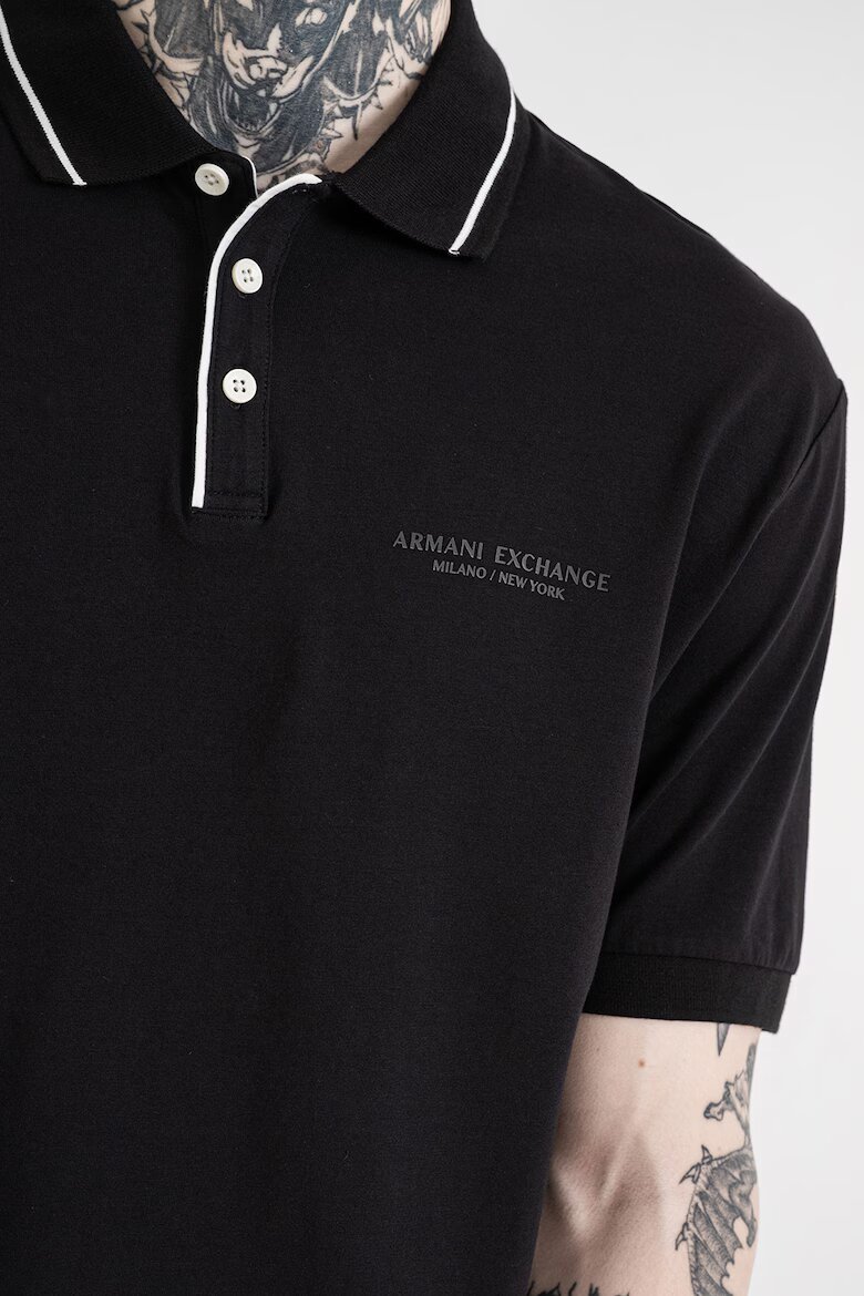 ARMANI EXCHANGE Тениска с яка Черен