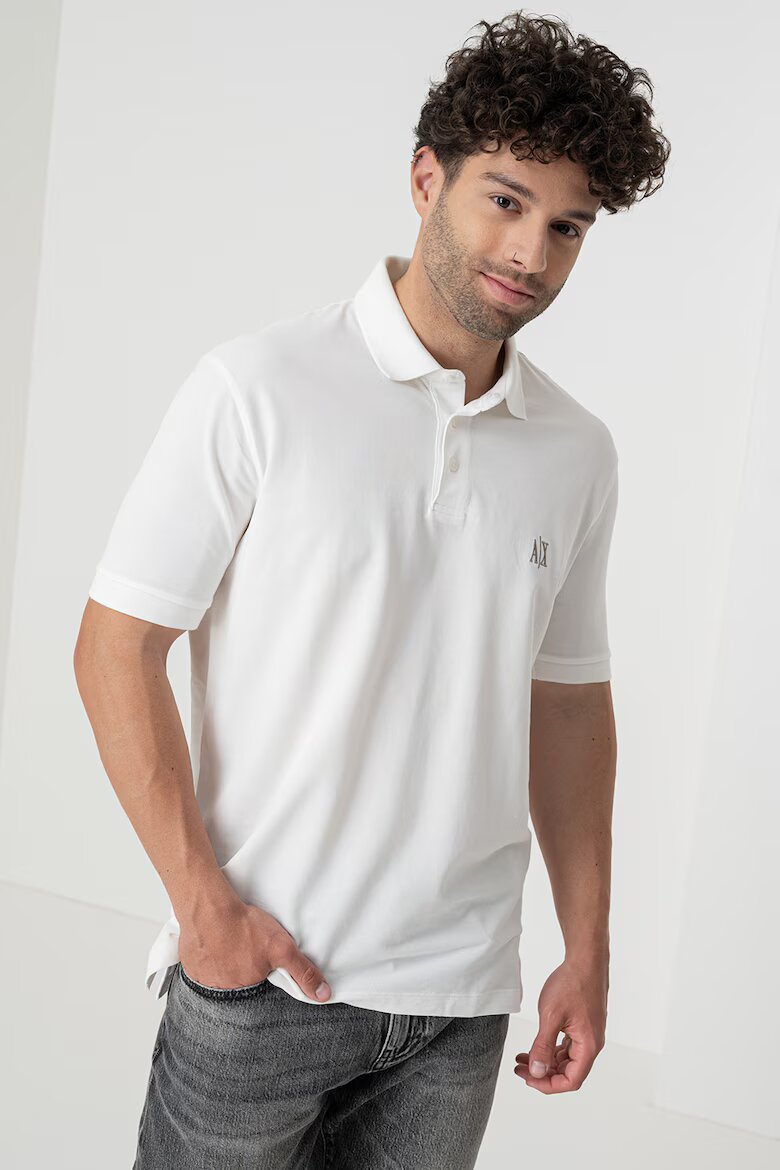 ARMANI EXCHANGE Тениска с яка и лого Мръснобял