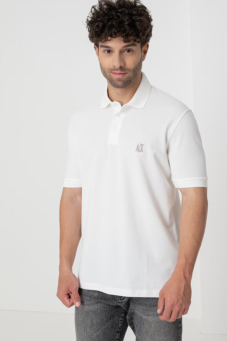 ARMANI EXCHANGE Тениска с яка и лого Мръснобял
