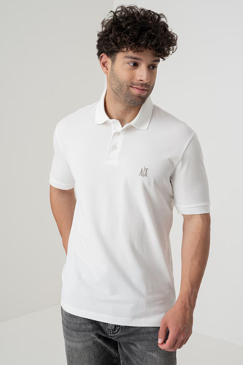 ARMANI EXCHANGE Тениска с яка и лого Мръснобял