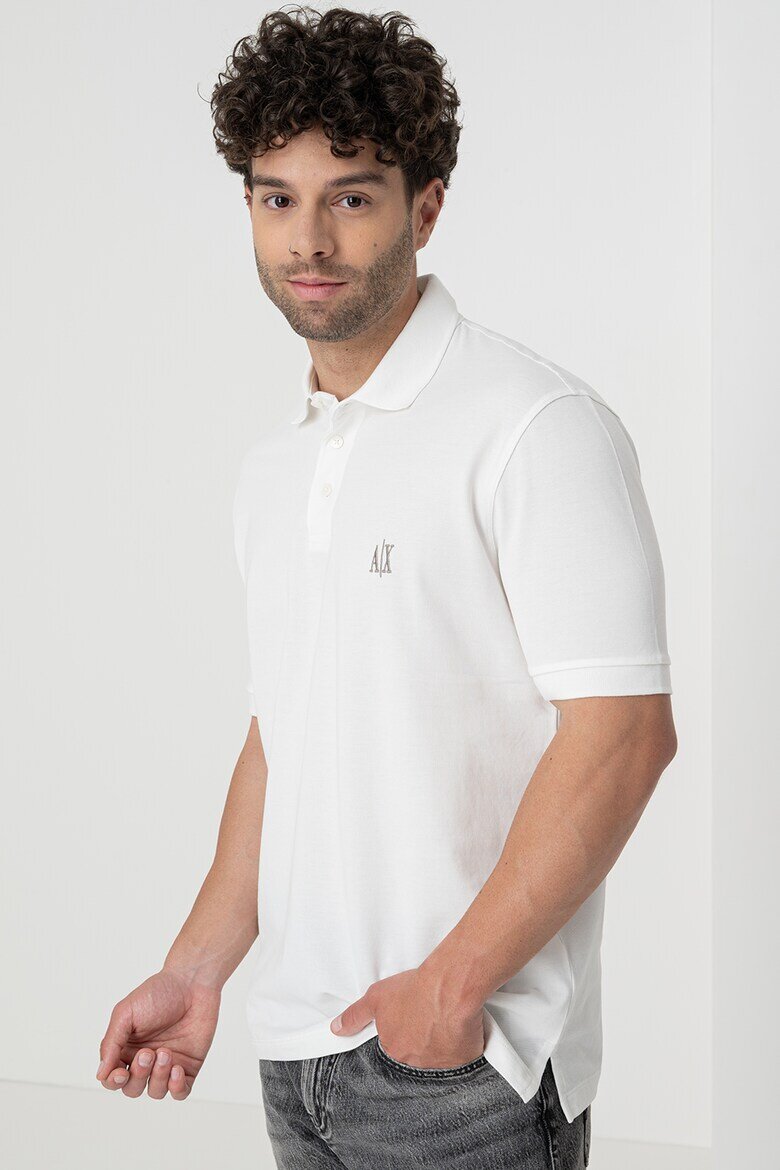 ARMANI EXCHANGE Тениска с яка и лого Мръснобял