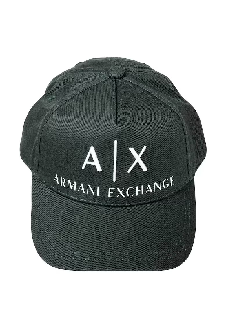 ARMANI EXCHANGE Унисекс памучна шапка с лого - Зелен/Мръснобял