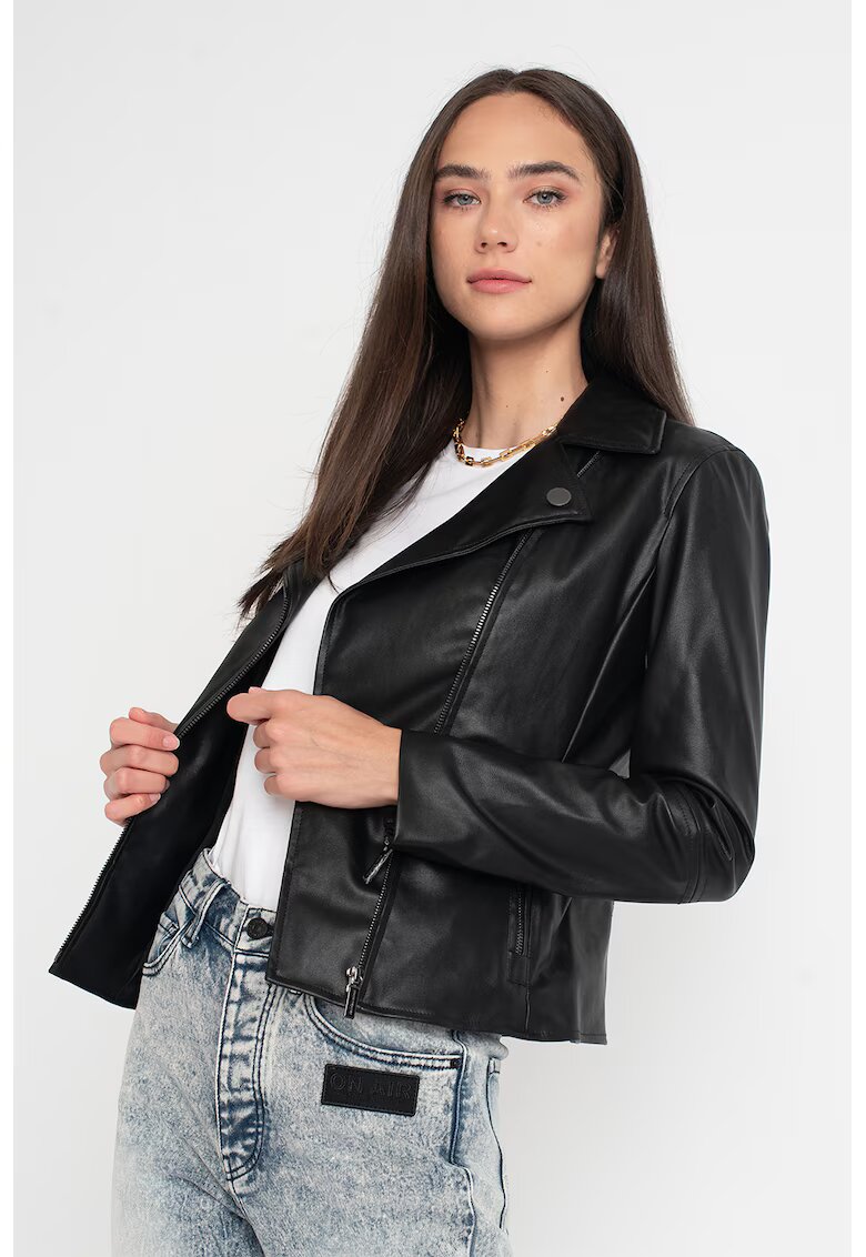 ARMANI EXCHANGE Яке от еко кожа с остри ревеери