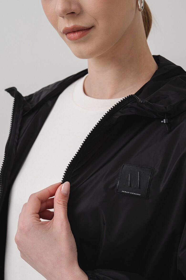 ARMANI EXCHANGE Яке с качулка и паднали ръкави Черен