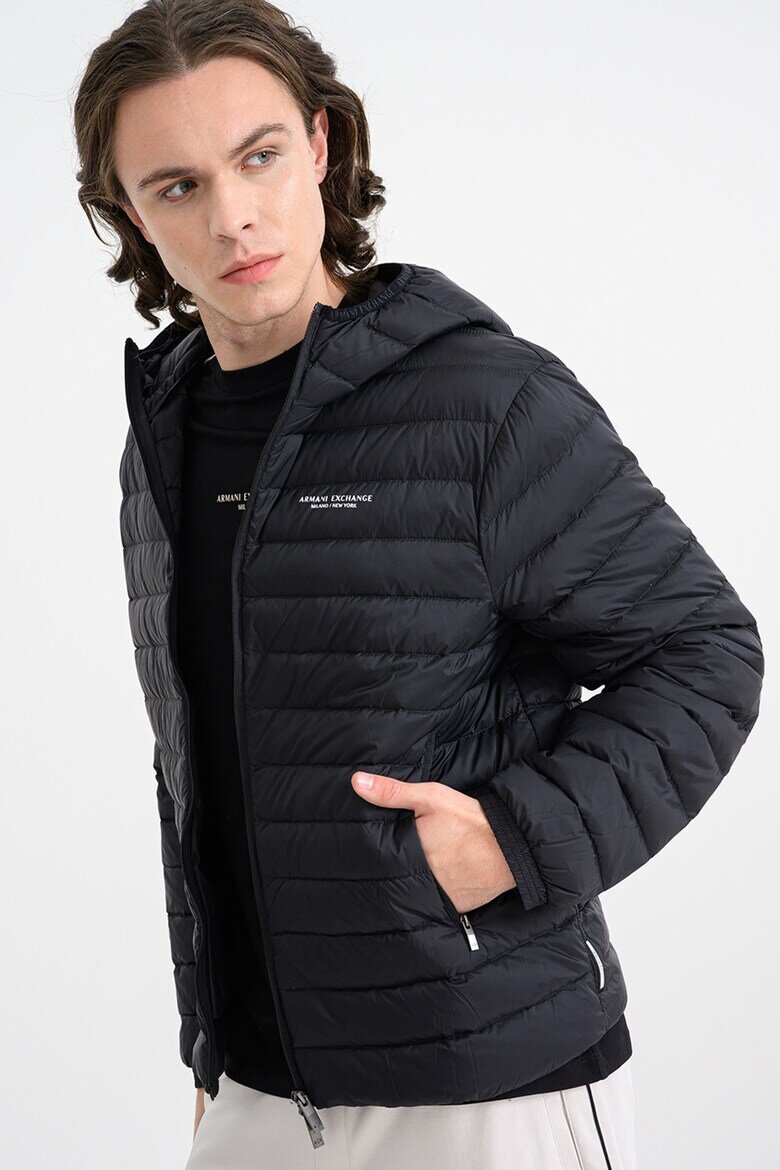 ARMANI EXCHANGE Зимно яке с качулка и джобове Черен