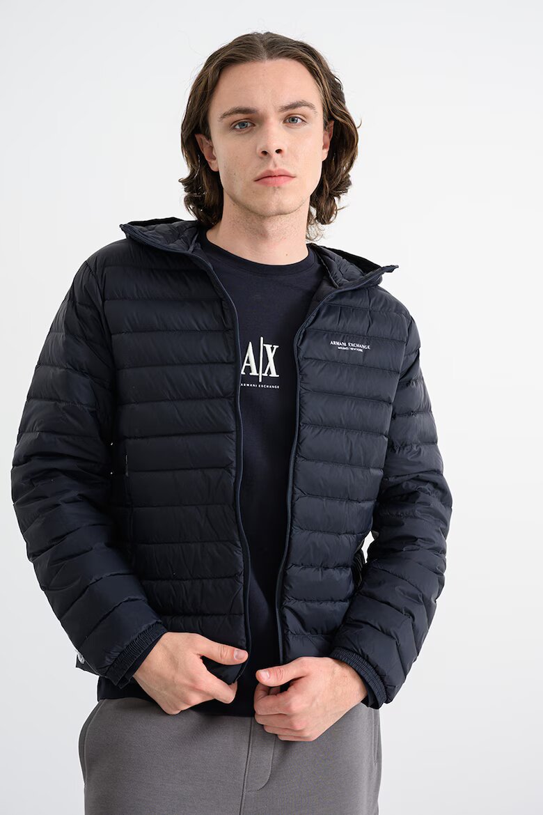 ARMANI EXCHANGE Зимно яке с качулка и джобове Ултрамарин синьо