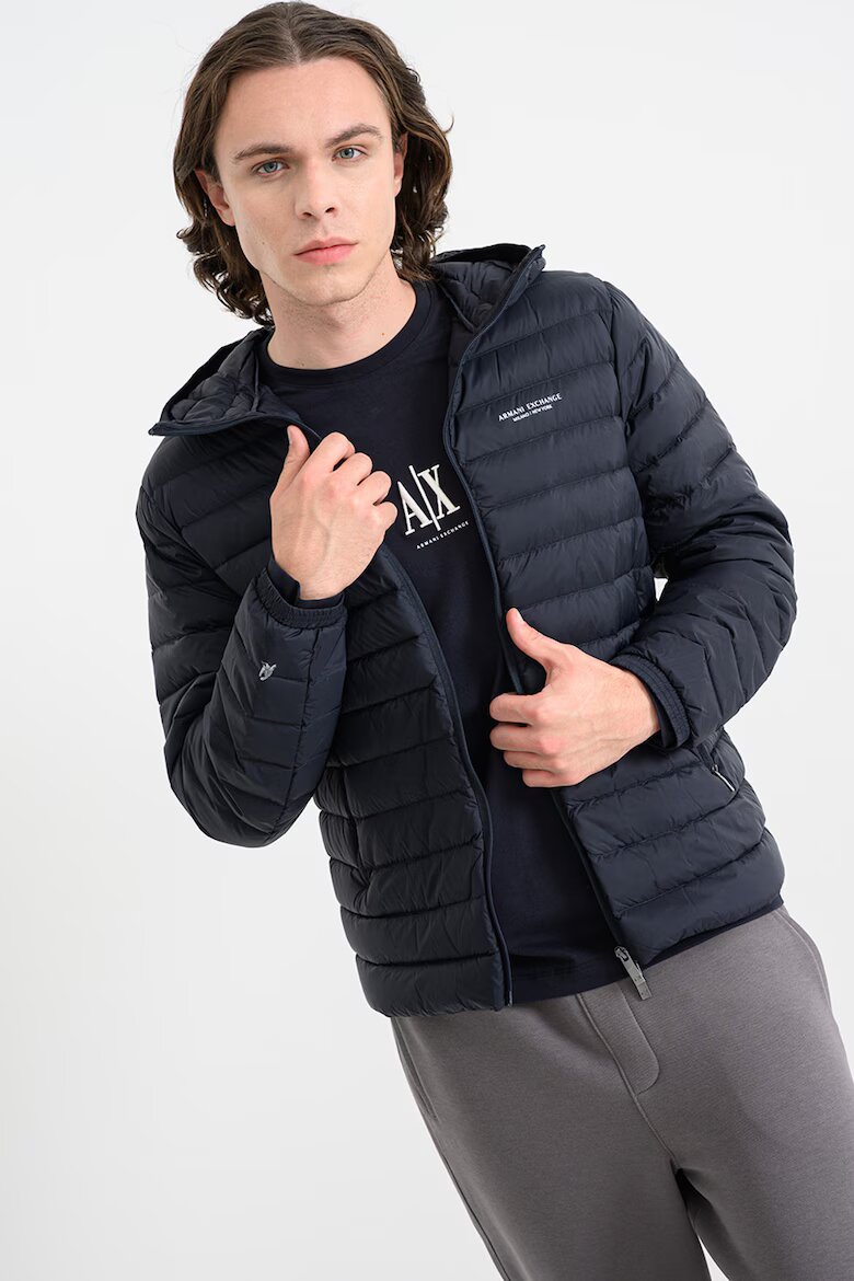 ARMANI EXCHANGE Зимно яке с качулка и джобове Ултрамарин синьо