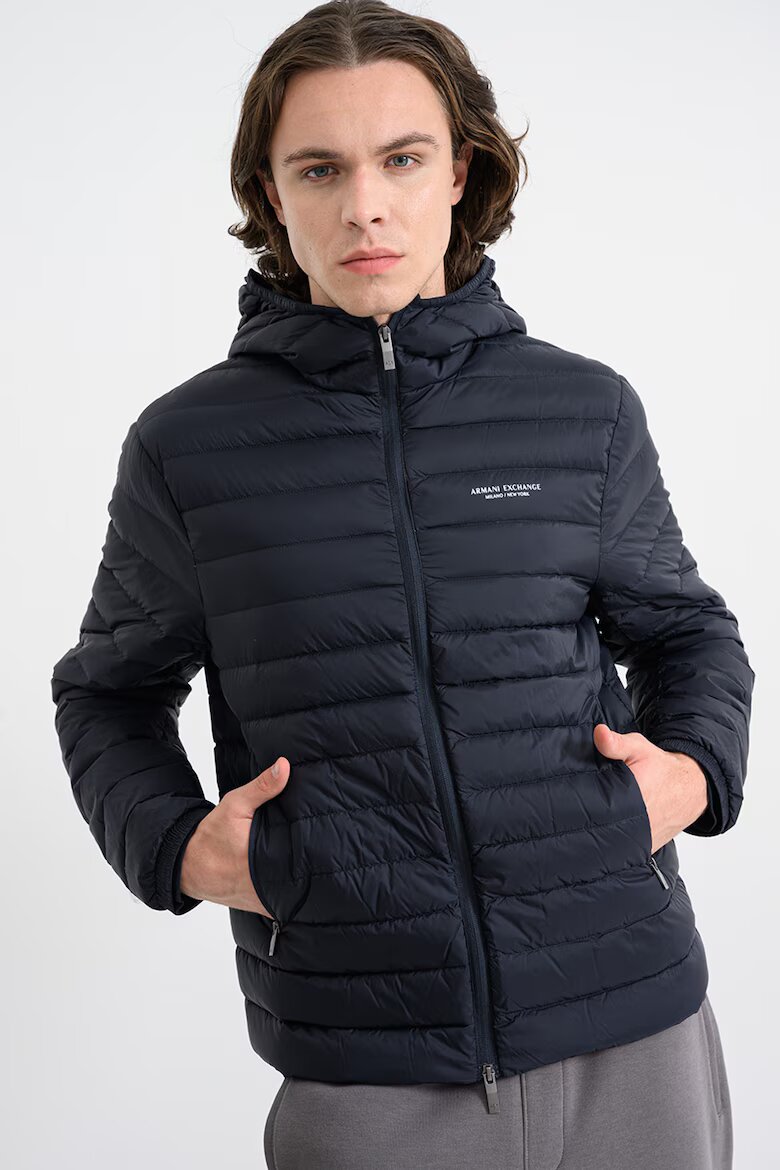 ARMANI EXCHANGE Зимно яке с качулка и джобове Ултрамарин синьо