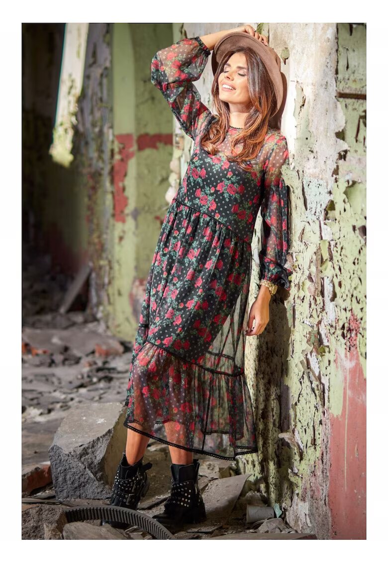 awama Дамска рокля - Полиестер - Многоцветна - A316