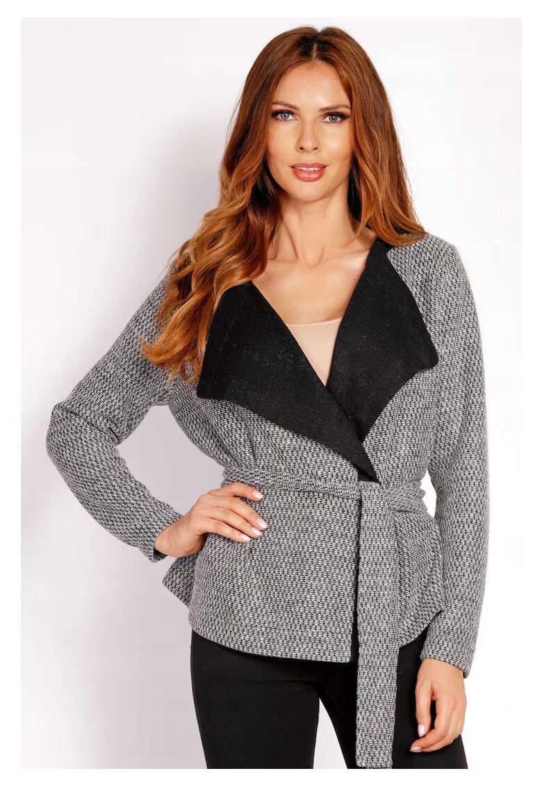 awama Дамска жилетка - L021 - Размер L/XL - 95% полиестер - 5% еластан - Вталена кройка - Закопчаване на талията с колан - V-образно деколте - Високо ...