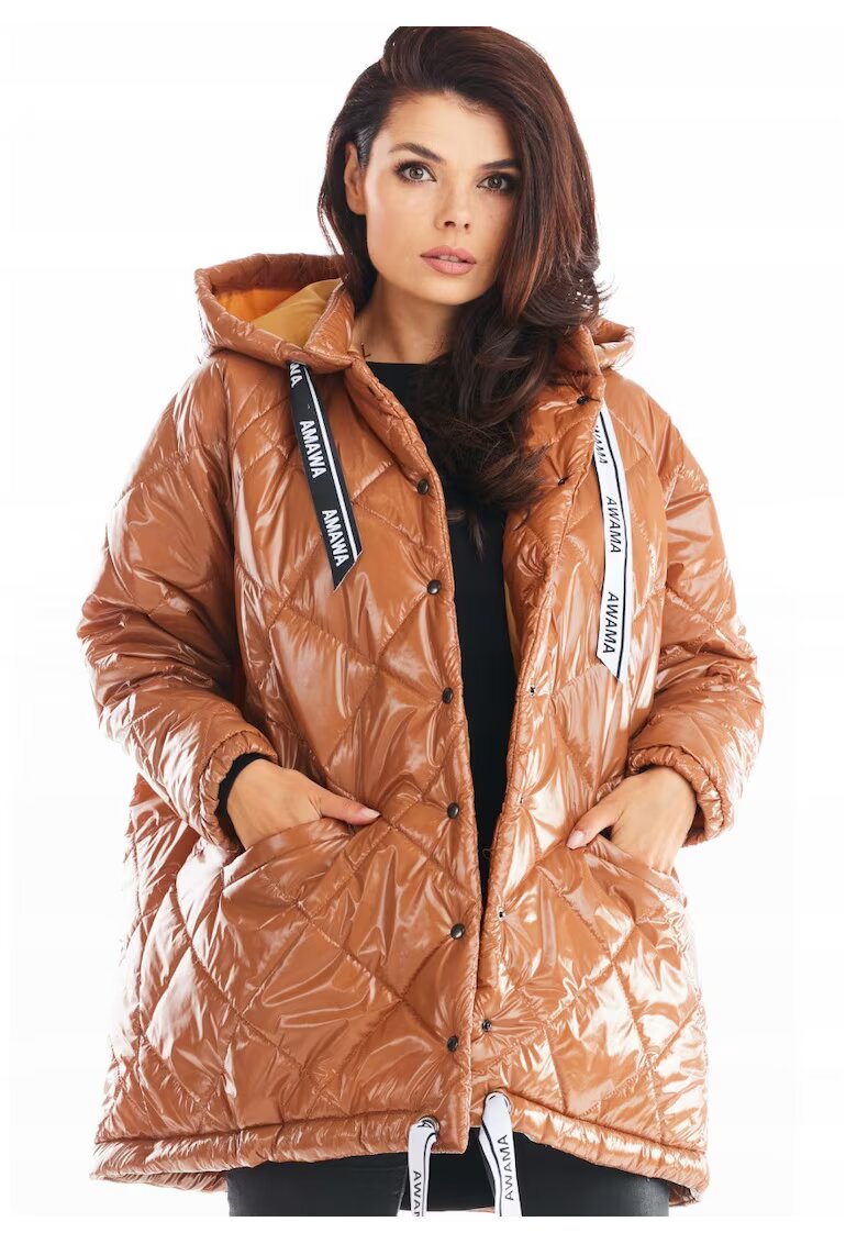 awama Дамско ватирано яке - oversized - Polyester - Beige -