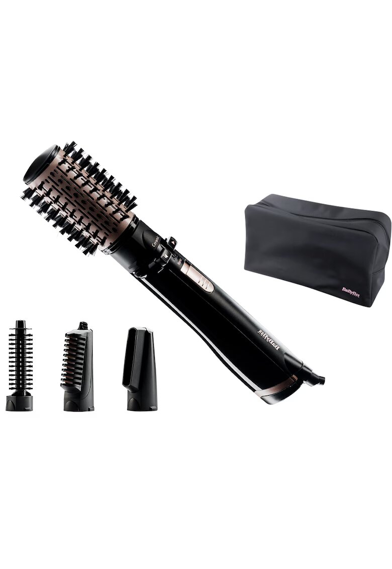 BaByliss Електрическа четка за коса - Въртяща - 1000W - Йонизираща функция - Керамична четка 50 см - 4 аксесоара - 2 настройки на температурата/скорости ...