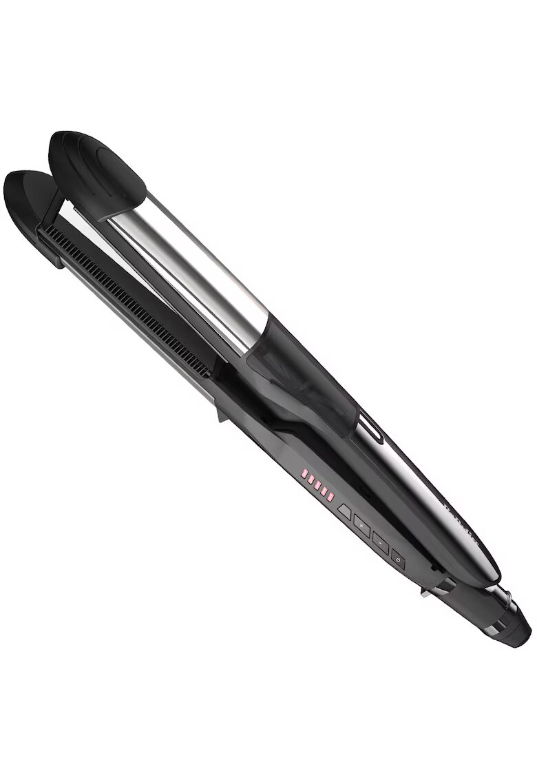 BaByliss Преса за коса Ultra Sonic Steam - 39 x110 мм - Йонизираща - 5 степени на температурата 150°-230°C - Функция Steam - Автоматично изключване - Стойка - Инокс