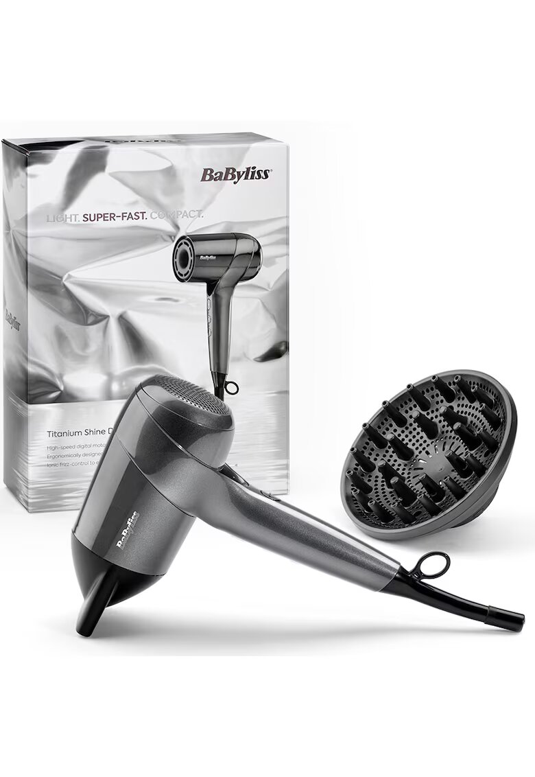 BaByliss Сешоар Titanium Shine - Високоскоростен дигитален мотор 1600W - Йонна технология против накъсване - 3 степени на температура - 3 скорости - Функция ...