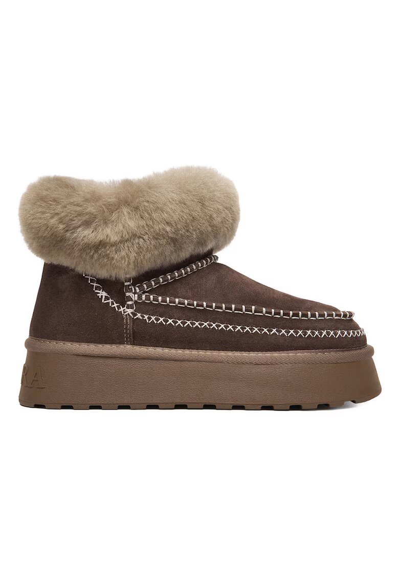 Badura Дамски ботуши - от естествена кожа - на платформа - кафяви